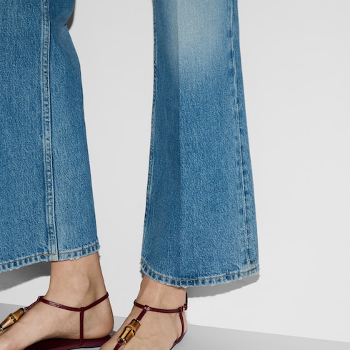 Cropped flared denim pants