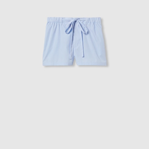Striped cotton shorts with embroidery