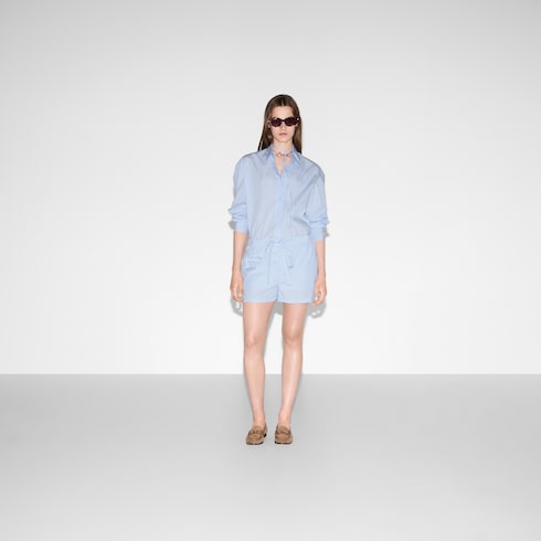 Short en coton à rayures avec broderie