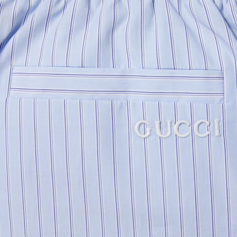 Striped cotton shorts with embroidery