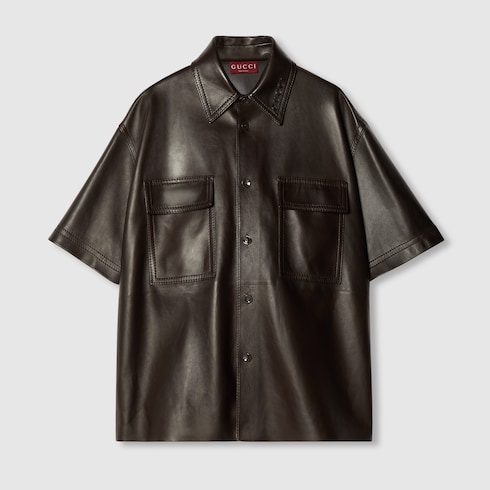 Embossed plongè leather shirt Detail 2