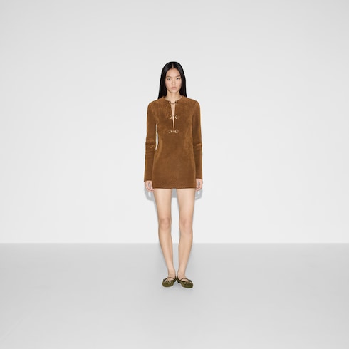 GG suede dress with Horsebit detail