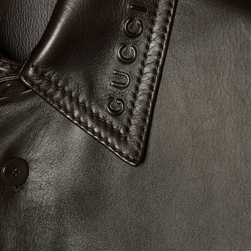 Embossed plongè leather shirt Detail 6