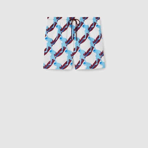 Badeshorts aus technischem Popeline mit Print