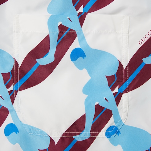 Printed technical poplin swim short
