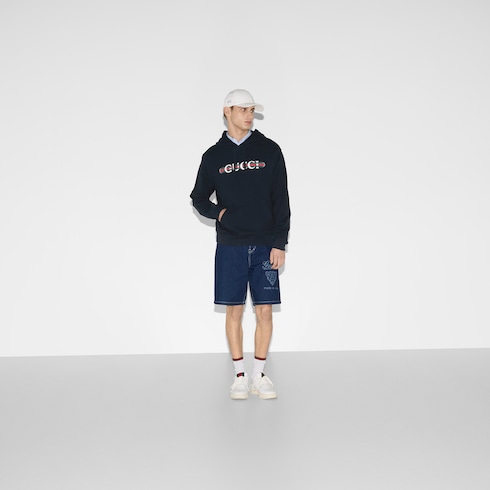 Sweat-shirt à capuche en jersey de coton imprimé
