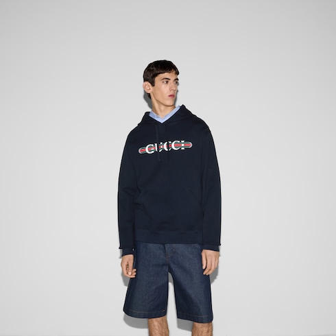 Sudadera con capucha de punto de algodón con estampado