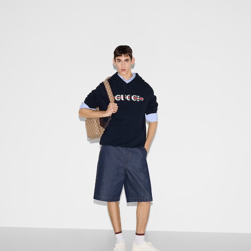 Sudadera con capucha de punto de algodón con estampado