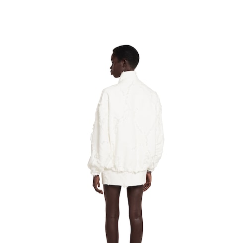 Veste zippée en laine et coton en fil coupé
