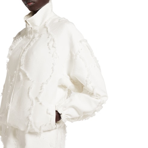 Veste zippée en laine et coton en fil coupé