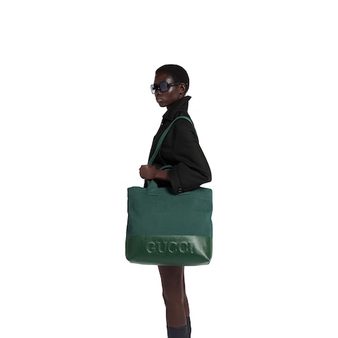 Large embossed canvas tote bag