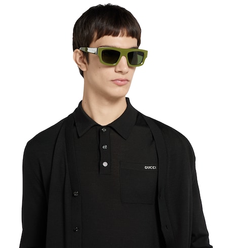 Poloshirt aus feinem Wollstrick mit Intarsie