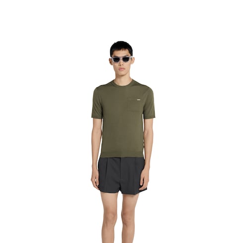 Top in maglia di lana fine con intarsio