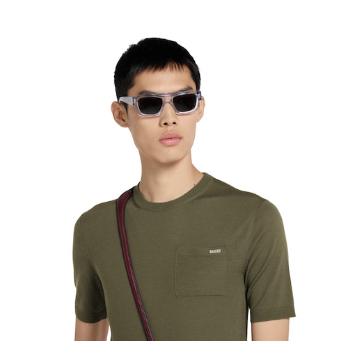 Top in maglia di lana fine con intarsio