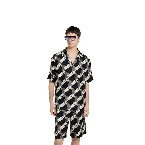Camicia bowling in seta stampata