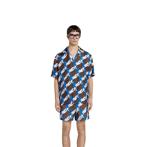 Camicia bowling in seta stampata