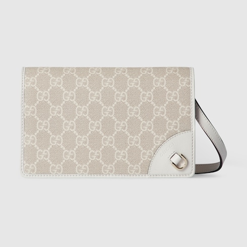 Portefeuille GG Emblem avec lanière en cuir