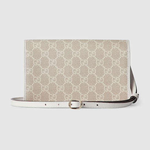 Portefeuille GG Emblem avec lanière en cuir