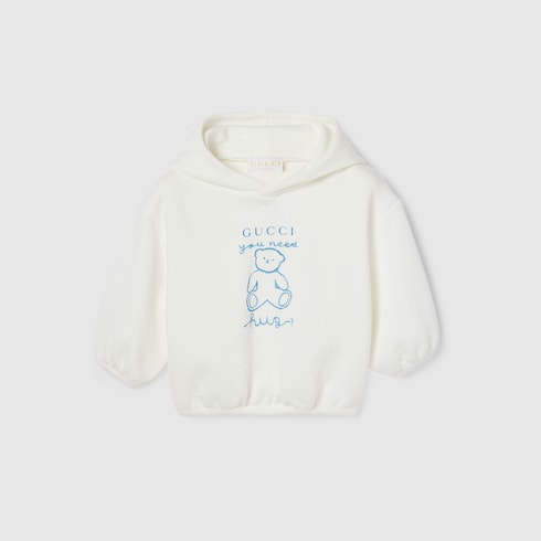 Baby cotton sweatshirt with print in white | GUCCI® US