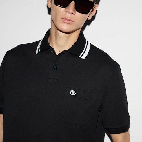 Polo ricamata in cotone stretch