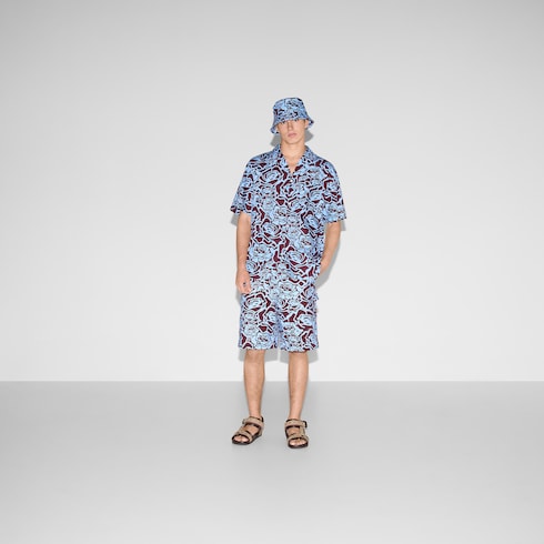 Shorts in gabardina di cotone stampata