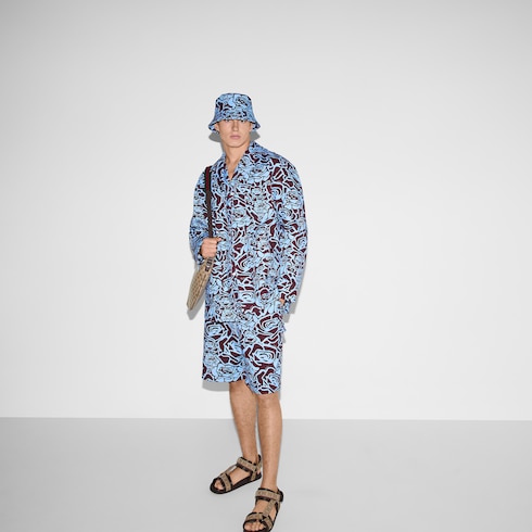 Shorts aus Baumwollgabardine mit Print