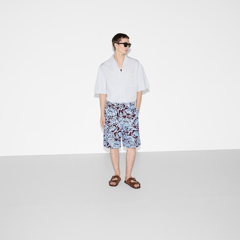 Shorts in gabardina di cotone stampata