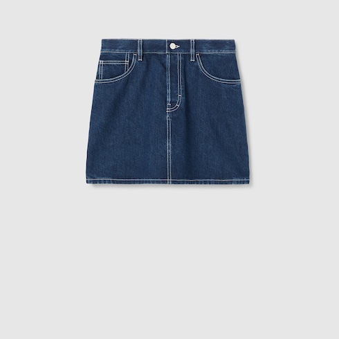 Mini-jupe en denim avec logo réalisé au laser