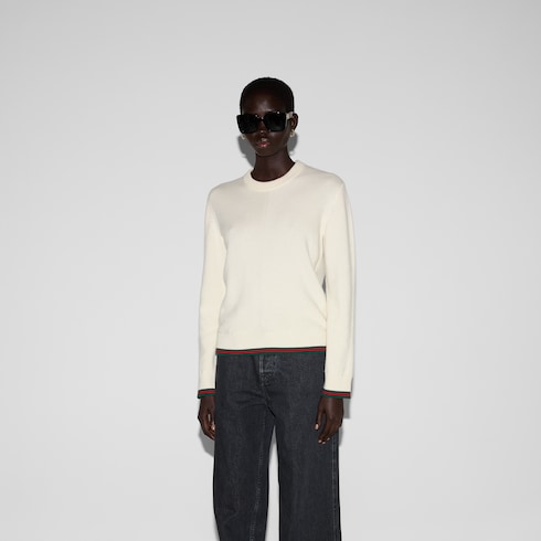 Maglione in lana e cashmere con Web