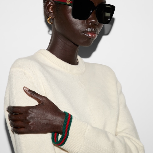 Maglione in lana e cashmere con Web