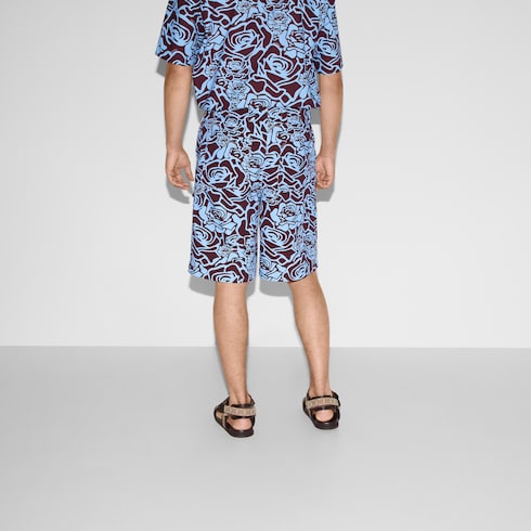 Printed cotton gabardine shorts