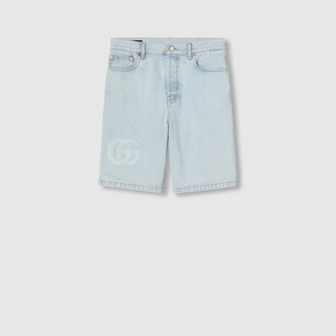 Lasered denim shorts