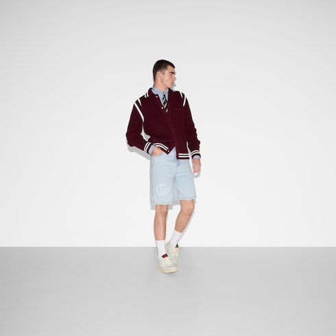 Lasered denim shorts