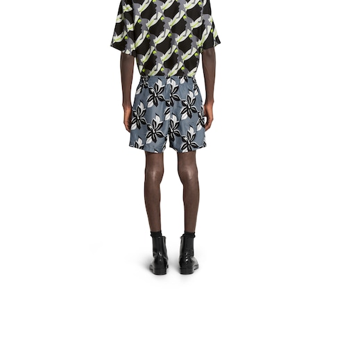 Printed technical poplin swim short