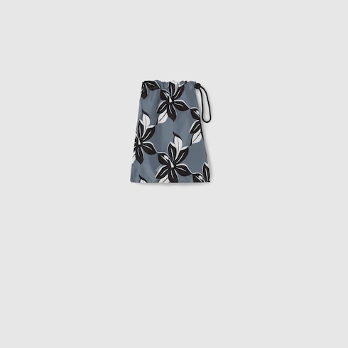 Printed technical poplin swim short