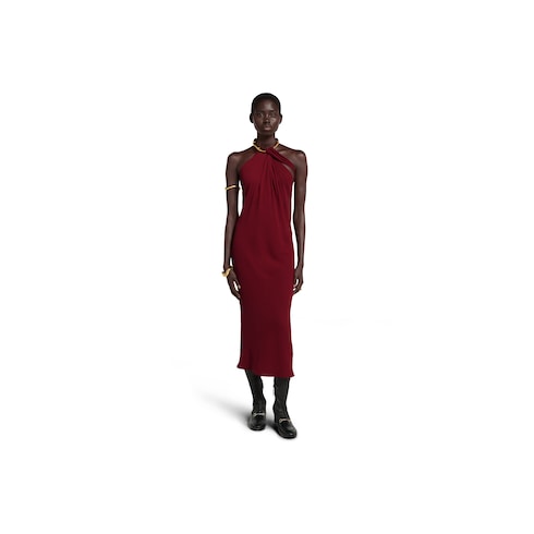 Vestido midi de sablé de seda crepé