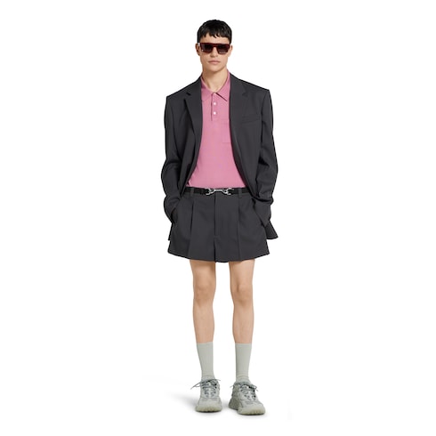 Poloshirt aus feinem Seidenstrick mit Intarsie