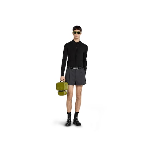 Cardigan in maglia di lana fine con intarsio
