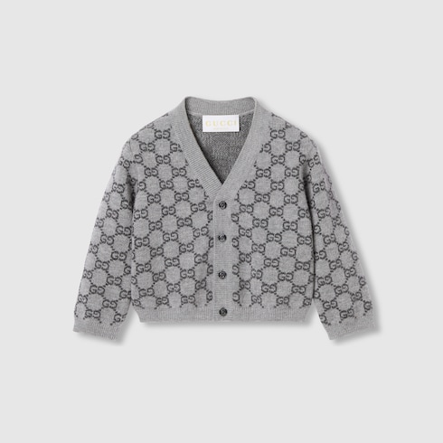 Baby GG wool jacquard cardigan