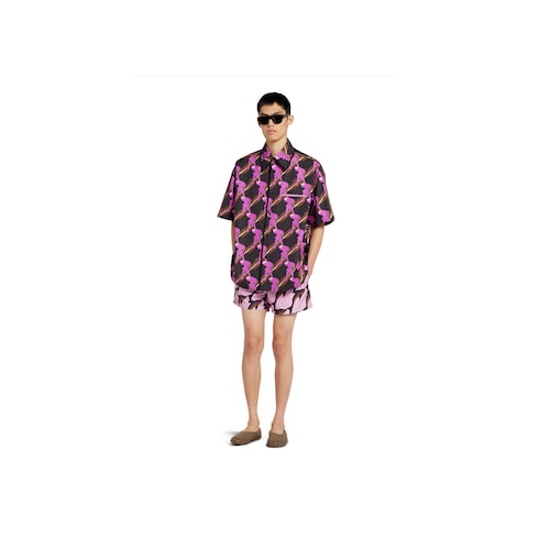 Printed oversize cotton poplin shirt