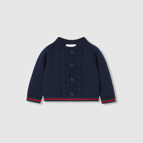 Baby-Cardigan aus Wolle mit Web
