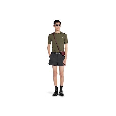 Top in maglia di lana fine con intarsio