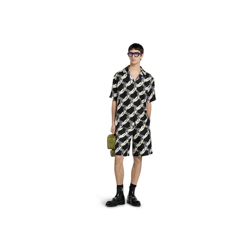 Bowling-Shirt aus Seide mit Print