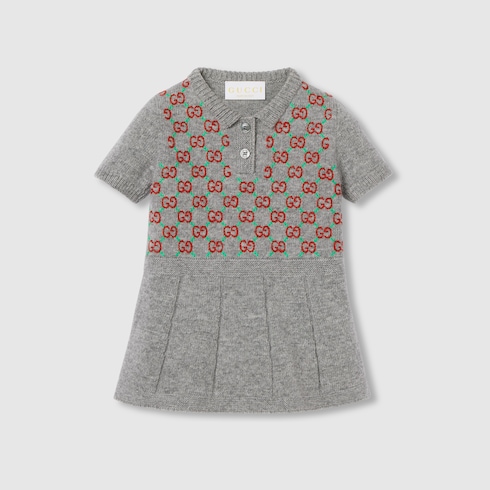 Baby wool dress with embroidery