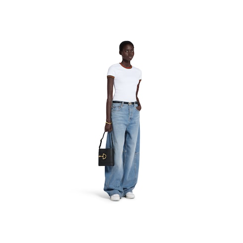 Playera con ribete de algodón y tribanda Web