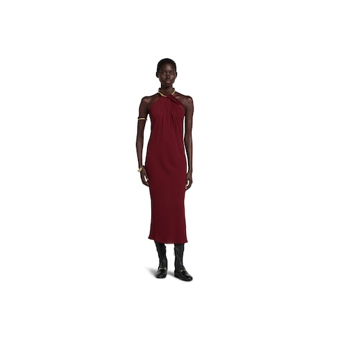 Vestido midi de sablé de seda crepé