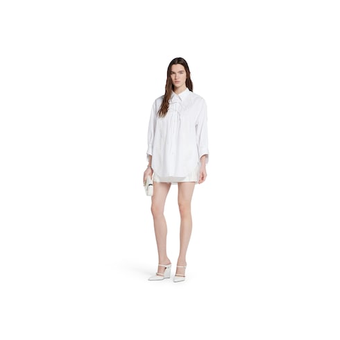 Cotton poplin shirt with beaded fringe