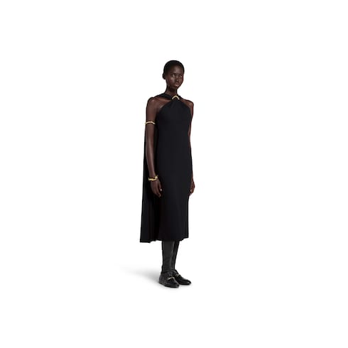 Acetate blend fabric evening dress