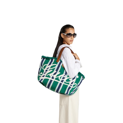  Embroidered large canvas tote bag