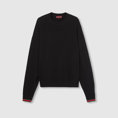Pull en cachemire et laine avec finition bande Web